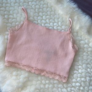 Pink knitted crop top